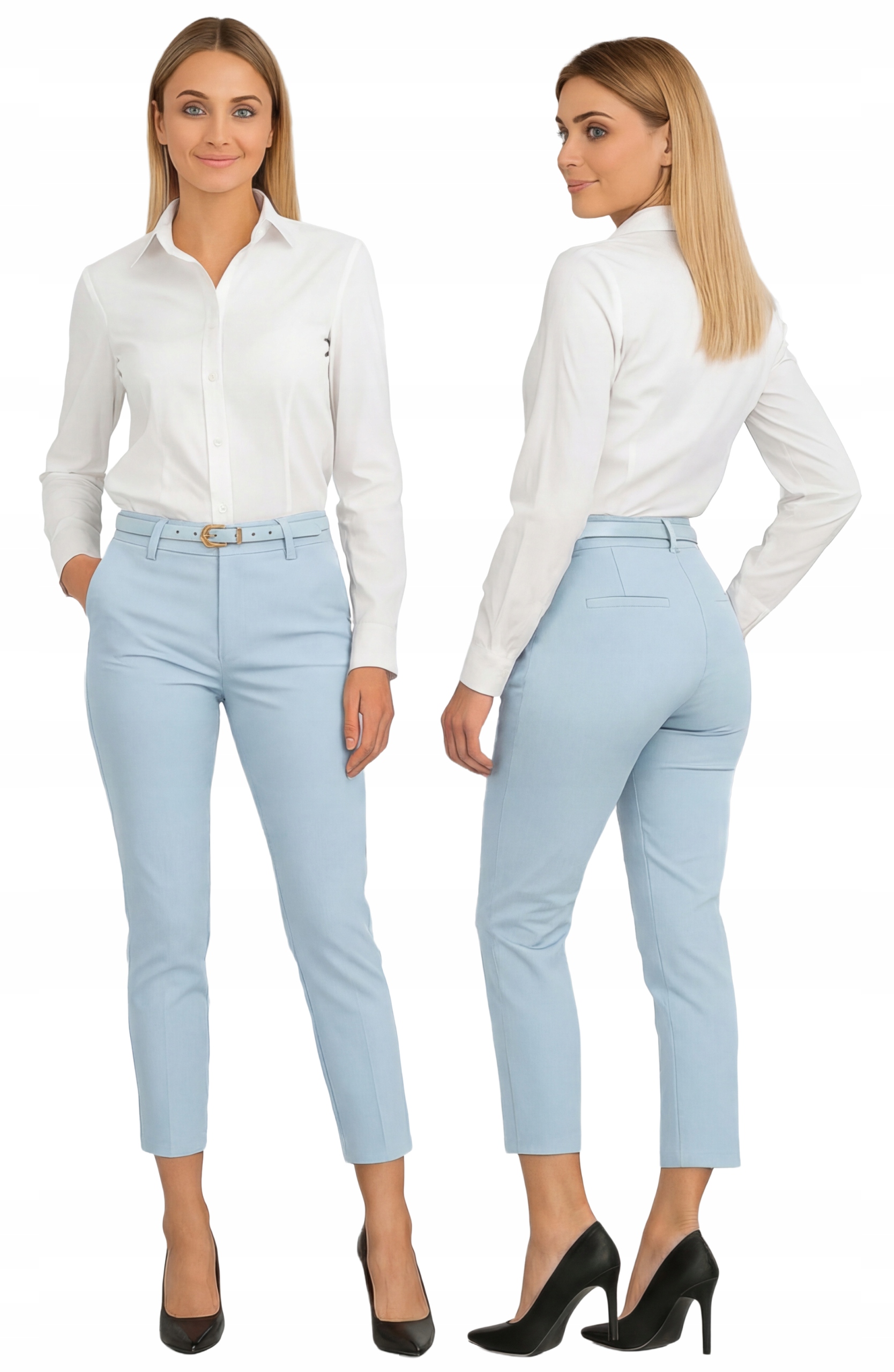 Spodnie Damskie Freesia Biznesowe Cygaretki Z Paskiem 7/8 S