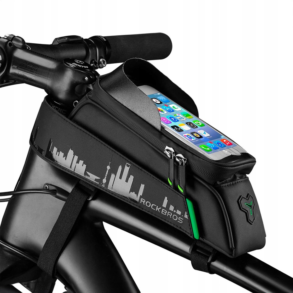 Cyklistická Taška Na Rám S Pouzdrem Na Telefon Rockbros, Černá, 1,5 L