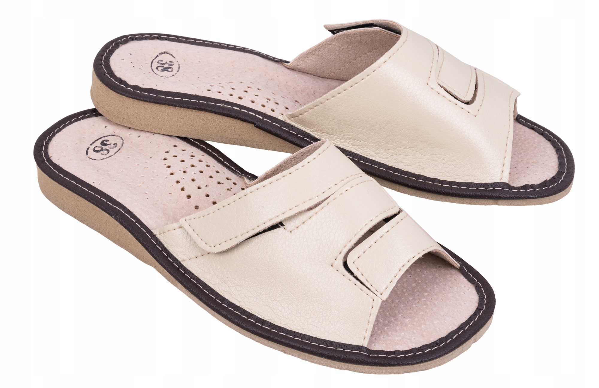 

Kapcie Damskie Skórzane Pantofle Klapki Laczki