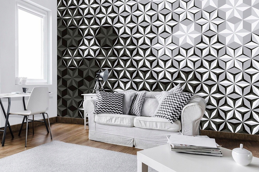 Fototapeta Geometria 3D Abstrakt Čierno-biela Ilúzia 312x219 lepidlo