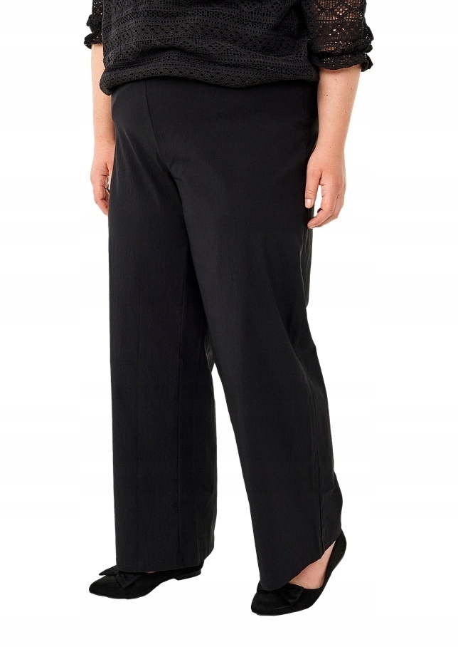 Plus Size Zizzi Stylové Černé Široké Kalhoty S Gumou 812O 54