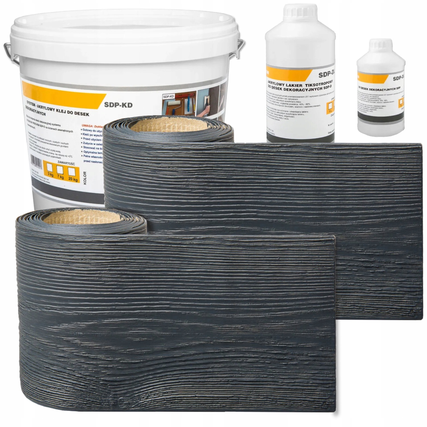 Fasádní deska Elastická imitace dřeva 3D Grafit Sada 0,83 m²