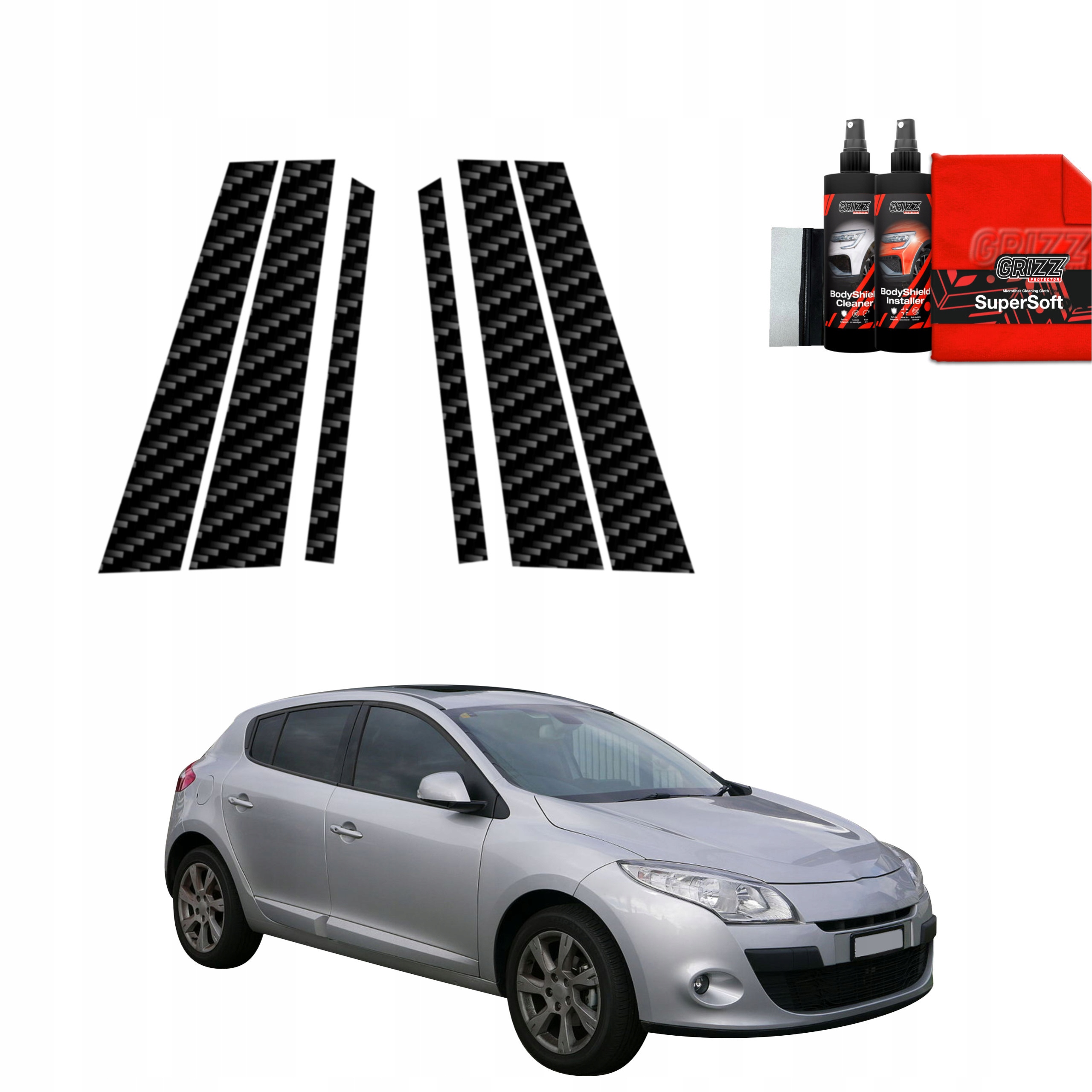 6v1 Fólie na sloupky pro Renault Megane 3 Kombi 5D (2008-2012)