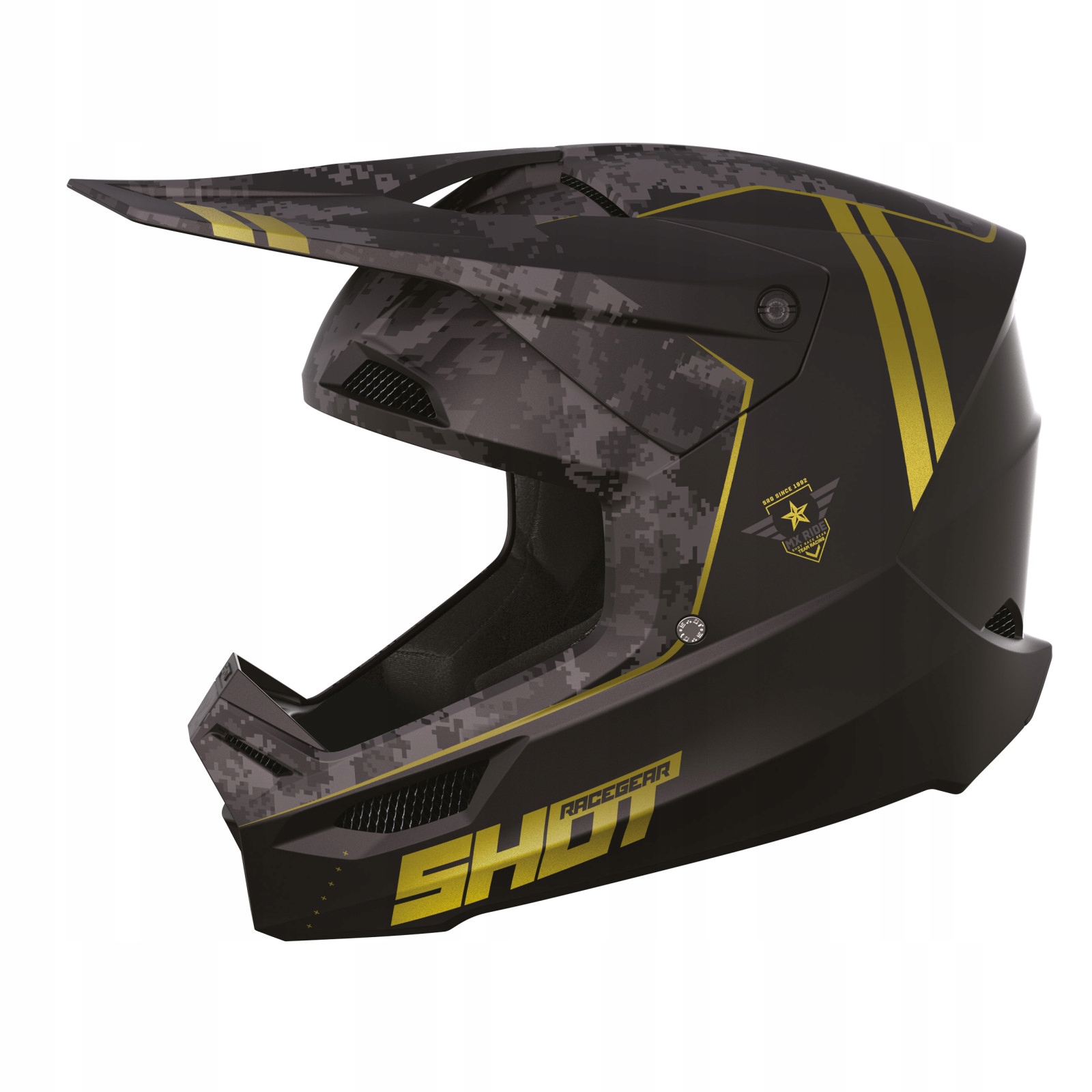 SHOT FURIOUS ARMY BLK/GOLD Kask Daszek XL OD RĘKI!