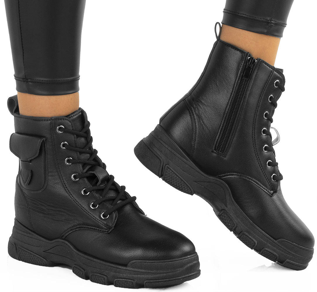 6890 CZARNE BOTKI NA PLATFORMIE EKOSKÓRA 37 Rozmiar 37