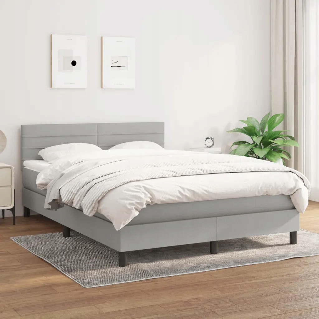Box spring postel s matrací světle šedá 140 x 190 cm textil Šedá 3140129
