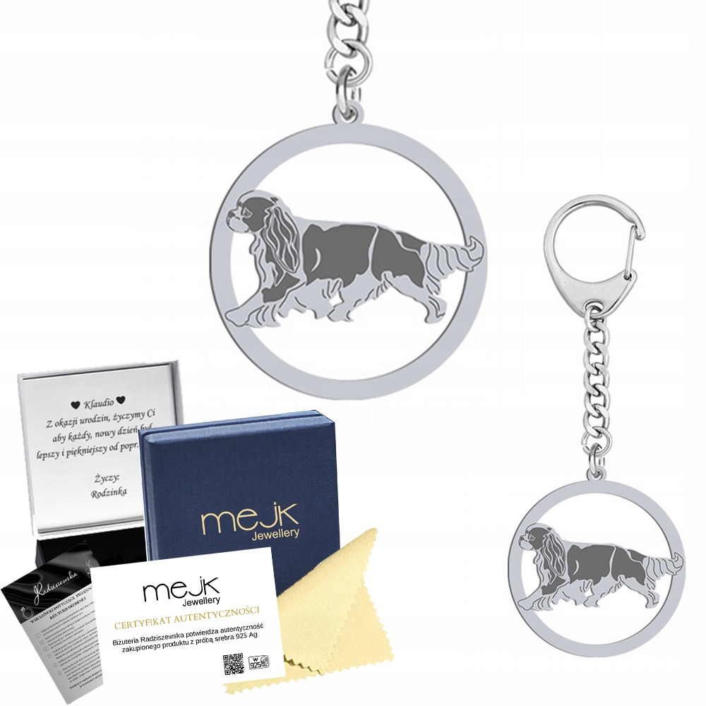 Přívěsek Na Klíče na klíče Cavalier King Charles Spaniel Stříbro 925 Gravírování Bonus