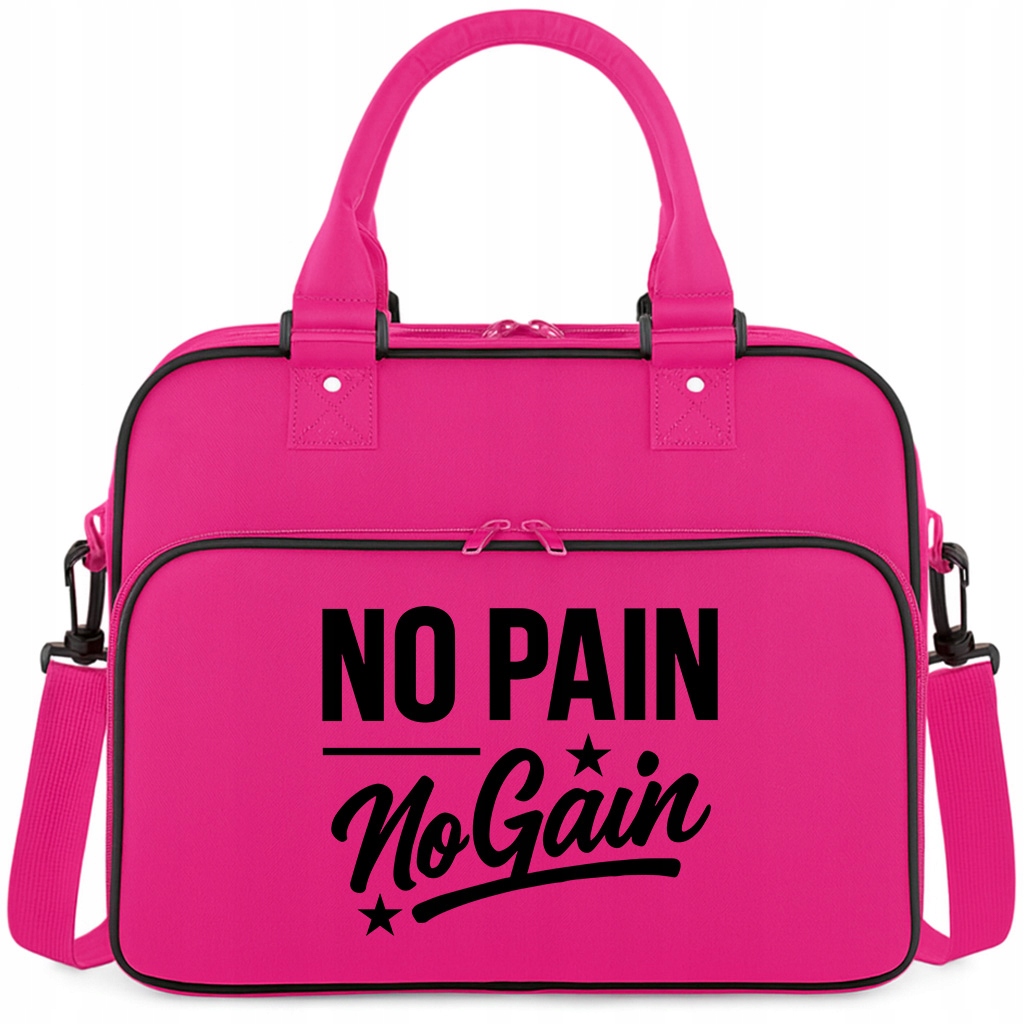 Torba Różowa No Pain No Gain Pojemna Na Siłownię Trening Fitness Pilates