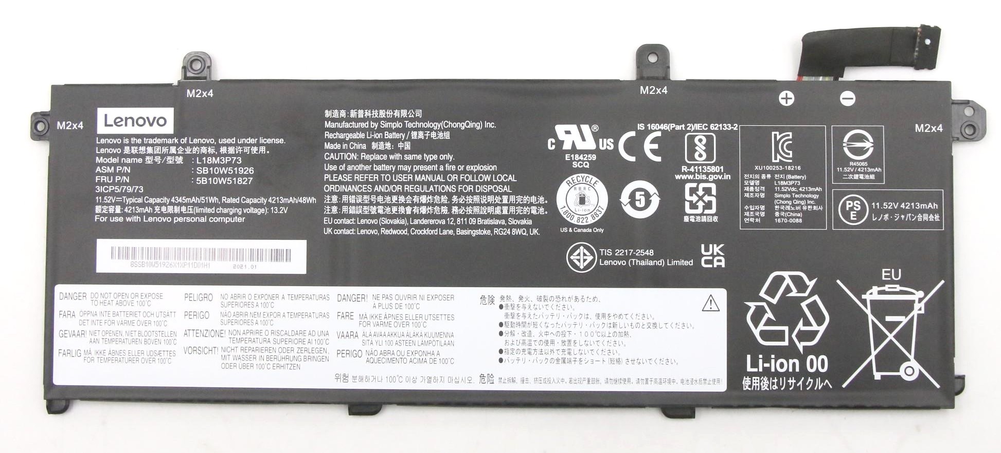 Bateria oryginał 5B10W51830 L18C3P72 do Lenovo Thinkpad T14 gen1 20S0 20S1