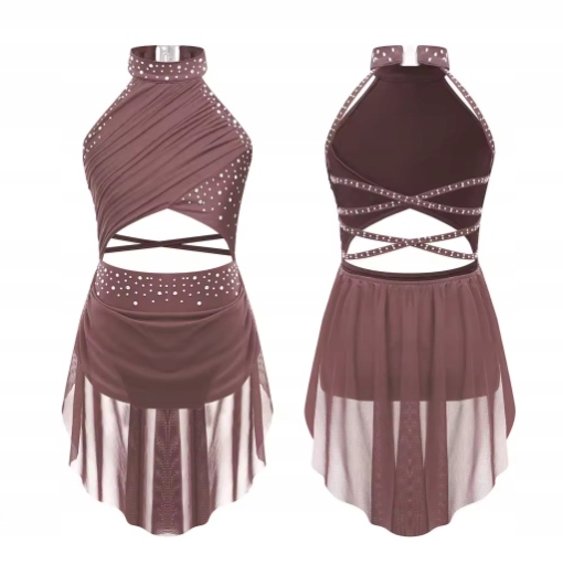 Strój Do Latino Sukienka Body Sukienka Tutu Do Tańca 134 Mokka 2573