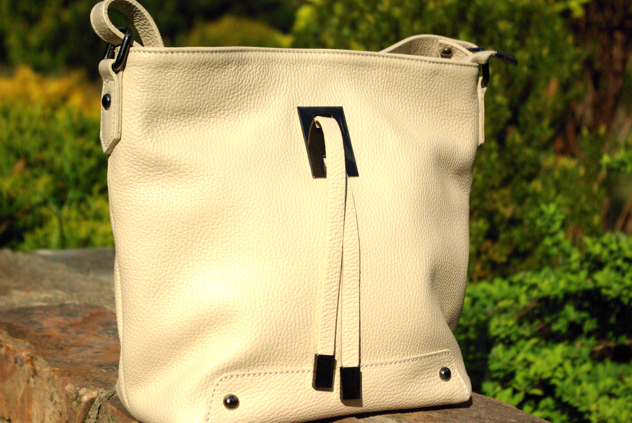 Kožená kabelka italská ecru ekri béžová krémová