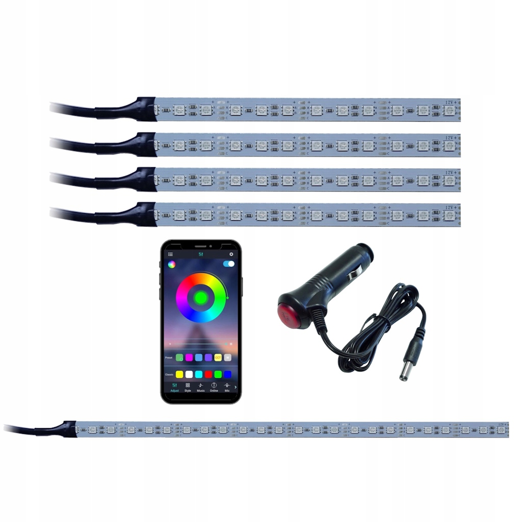 Osvětlení auta Rgb 4x12LED nosič Bluetooth