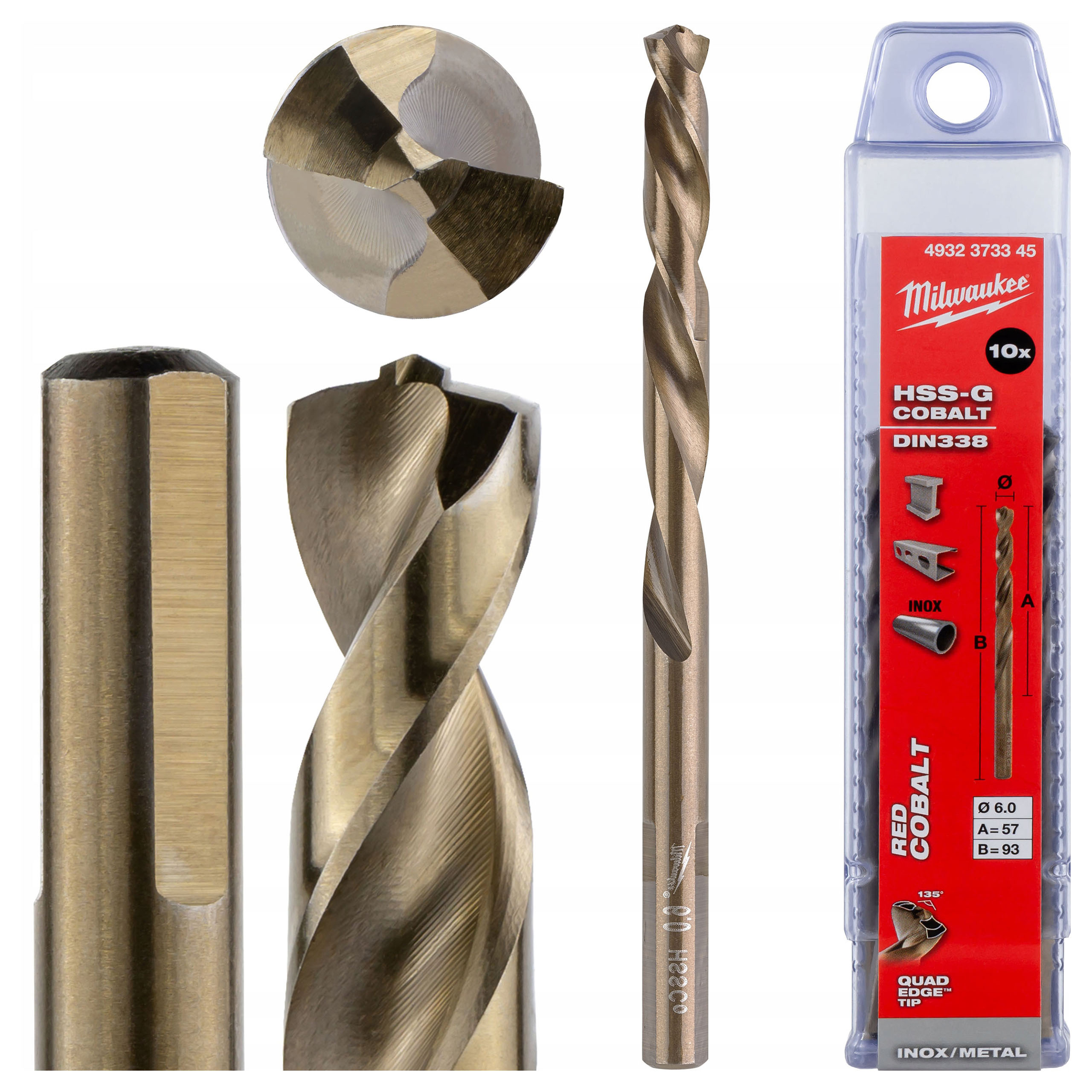 Wiertła do metalu kobaltowe 6 mm 10szt. Stali nierdzewnej Milwaukee Cobalt