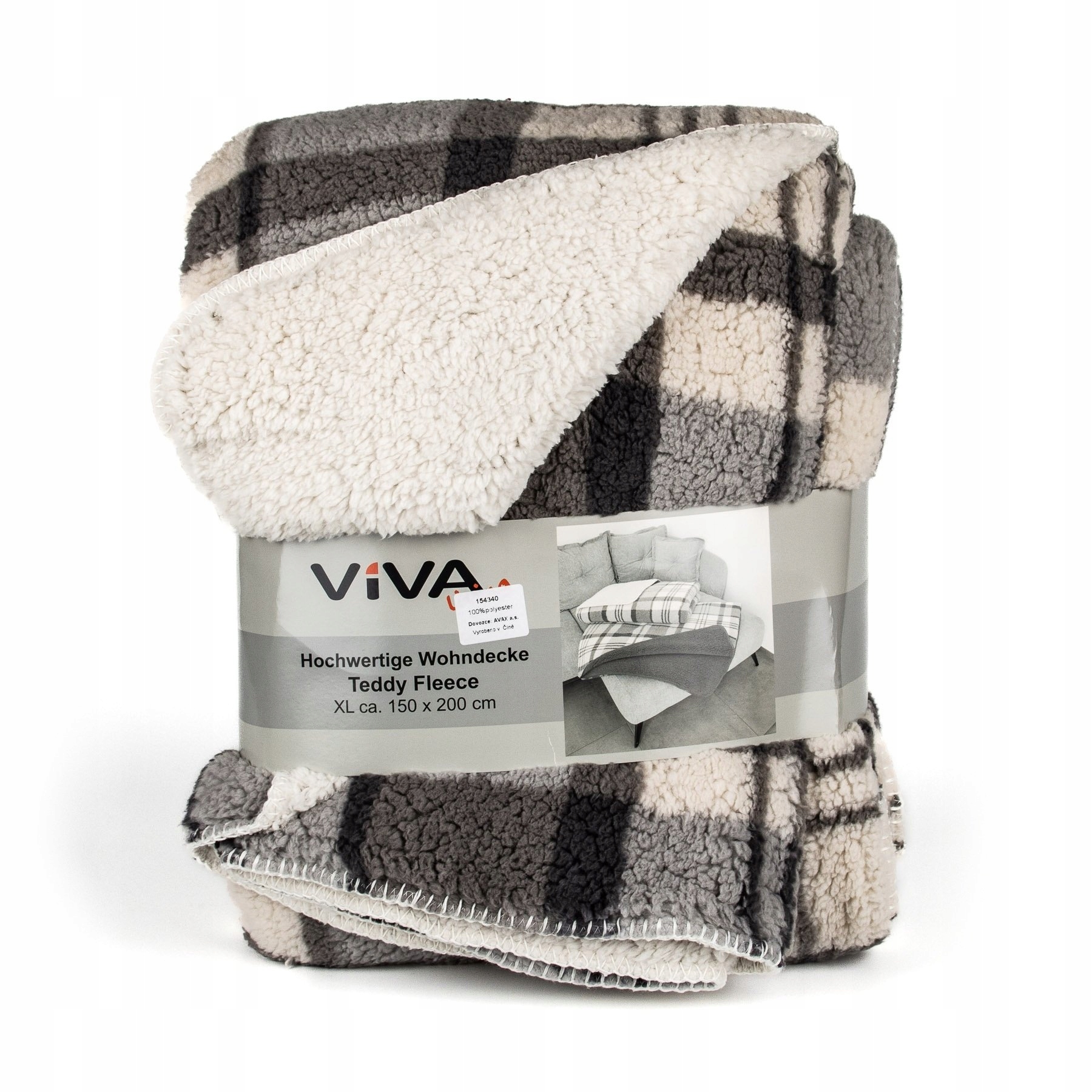 Deka z mikrovlákna Šedá Kostka s beránkem 150x200cm