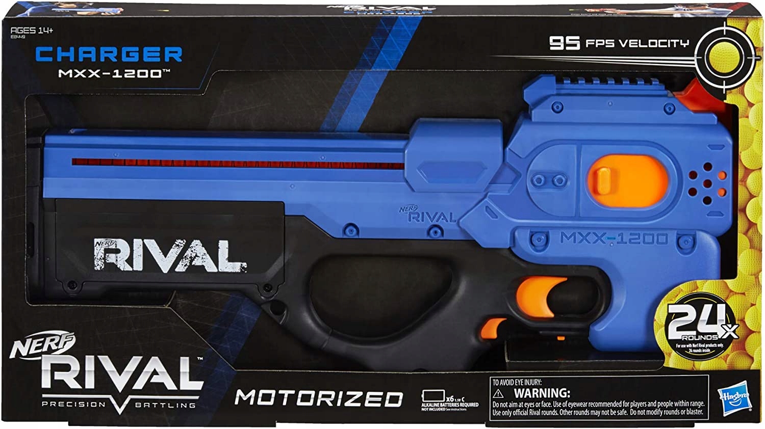 PISTOLET NERF RIVAL Karabin automatyczny na baterie NA KULKI CHARGER Wiek dziecka 8 lat +