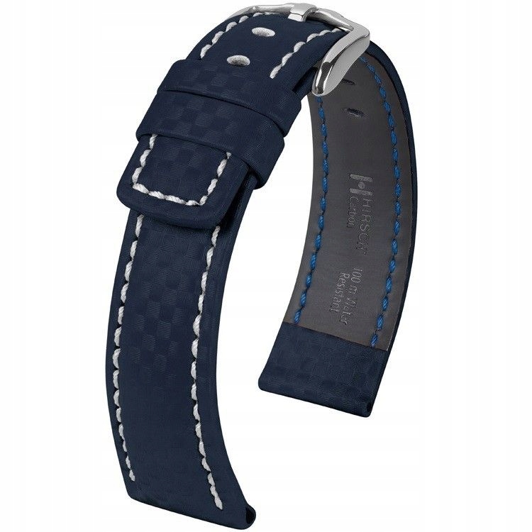 Modrý kožený opasek 20 mm Hirsch Carbon 02592080-2-20 (L)