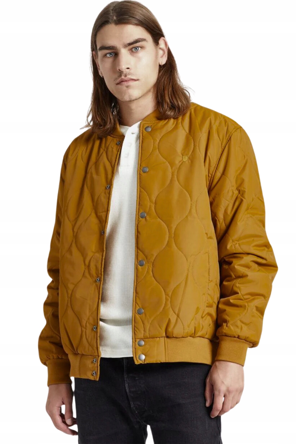 Pánská přechodová bomber bunda Brixton hnědá, zateplená, módní vel. M