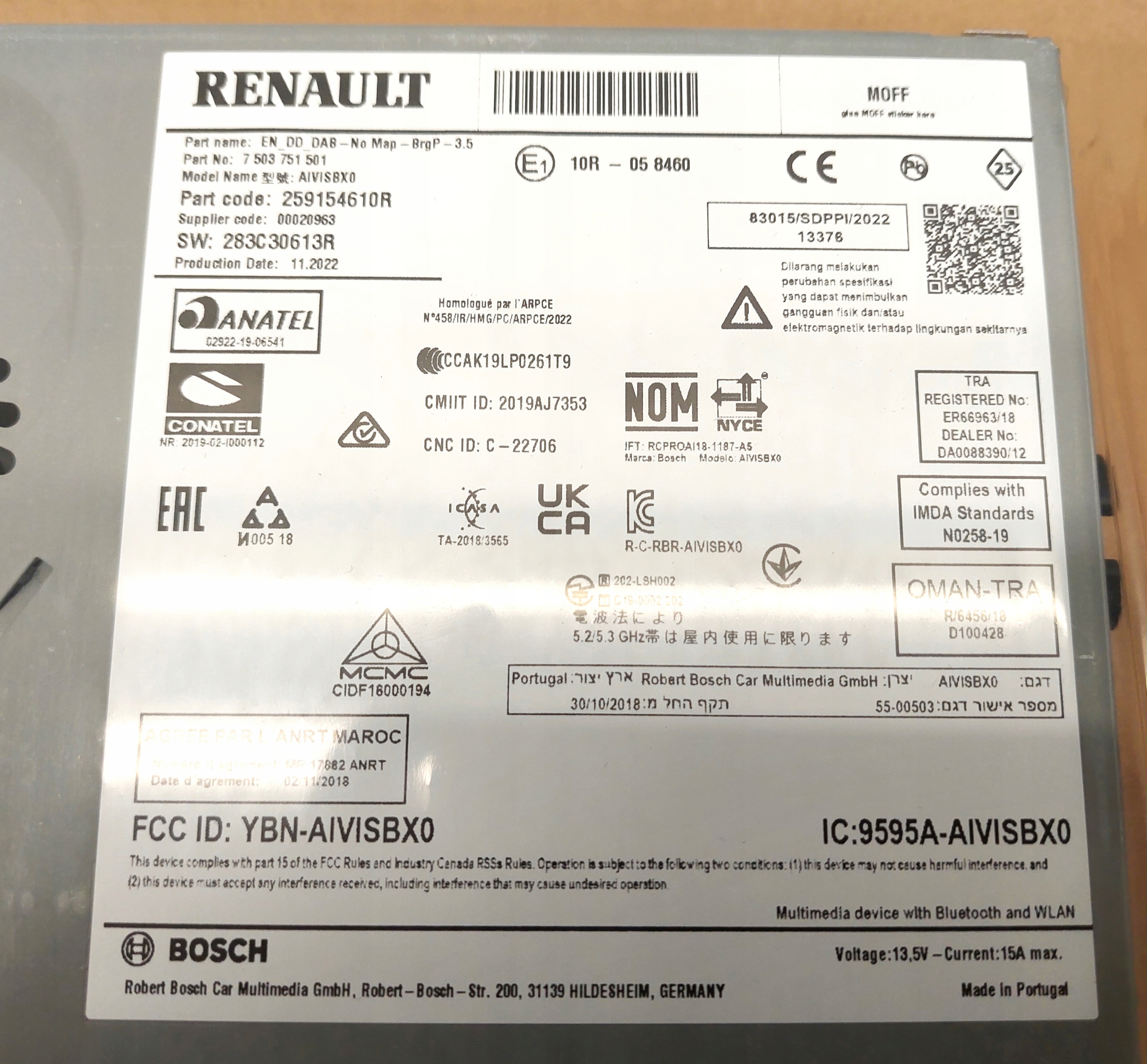 оригинал Bosch радио 283C30613R renault TWINGO III CAPTUR