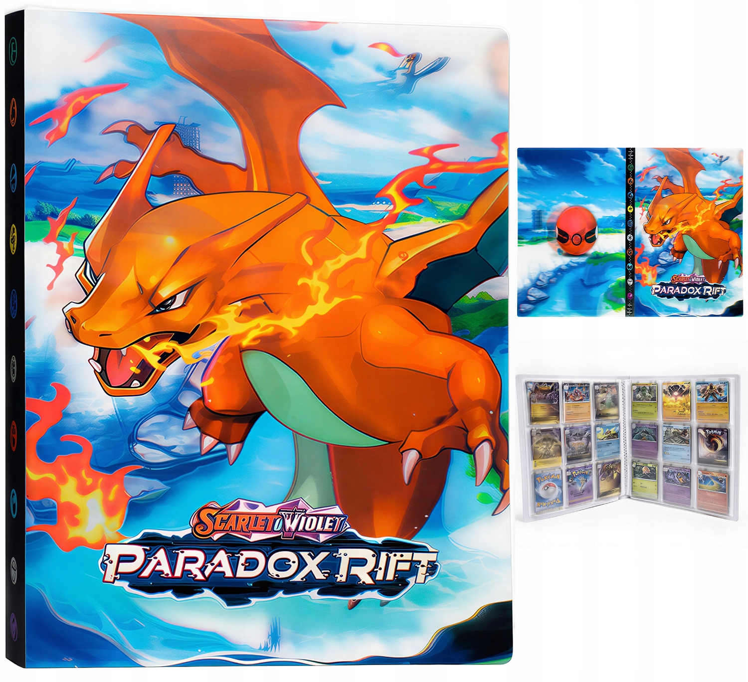 Duży Album Na Karty Pokemon 3D Charizard Na 432 Karty Niebieski Segregator