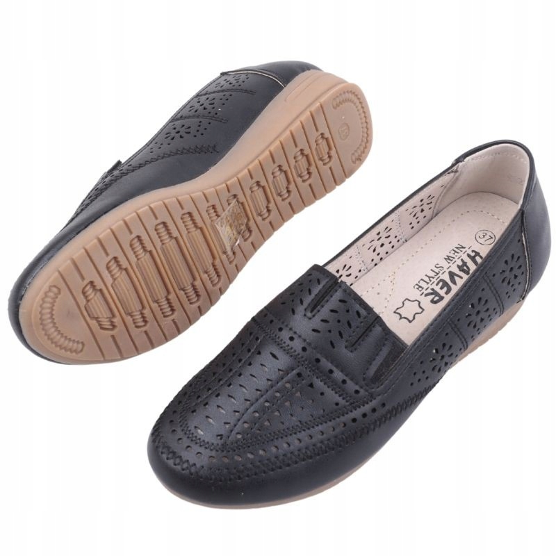 Półbuty Damskie Mokasyny Wsuwane Wkładka Ekoskóra Czarne