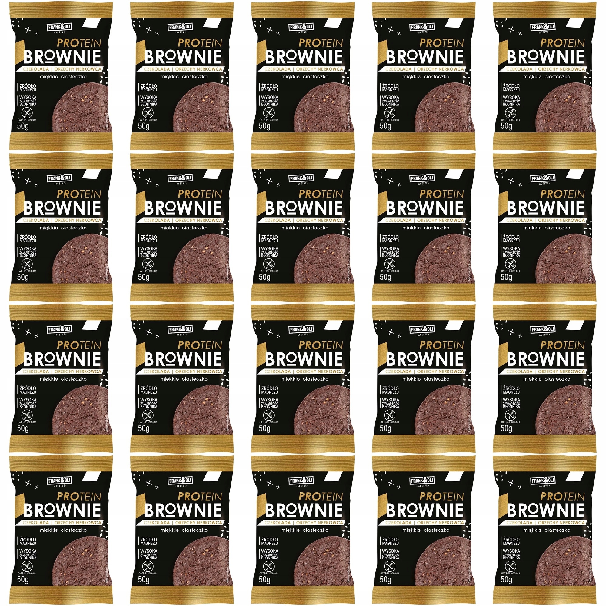 Zestaw ciasteczek Frank&Oli Ciasteczko proteinowe Brownie Czekolada 20 szt.