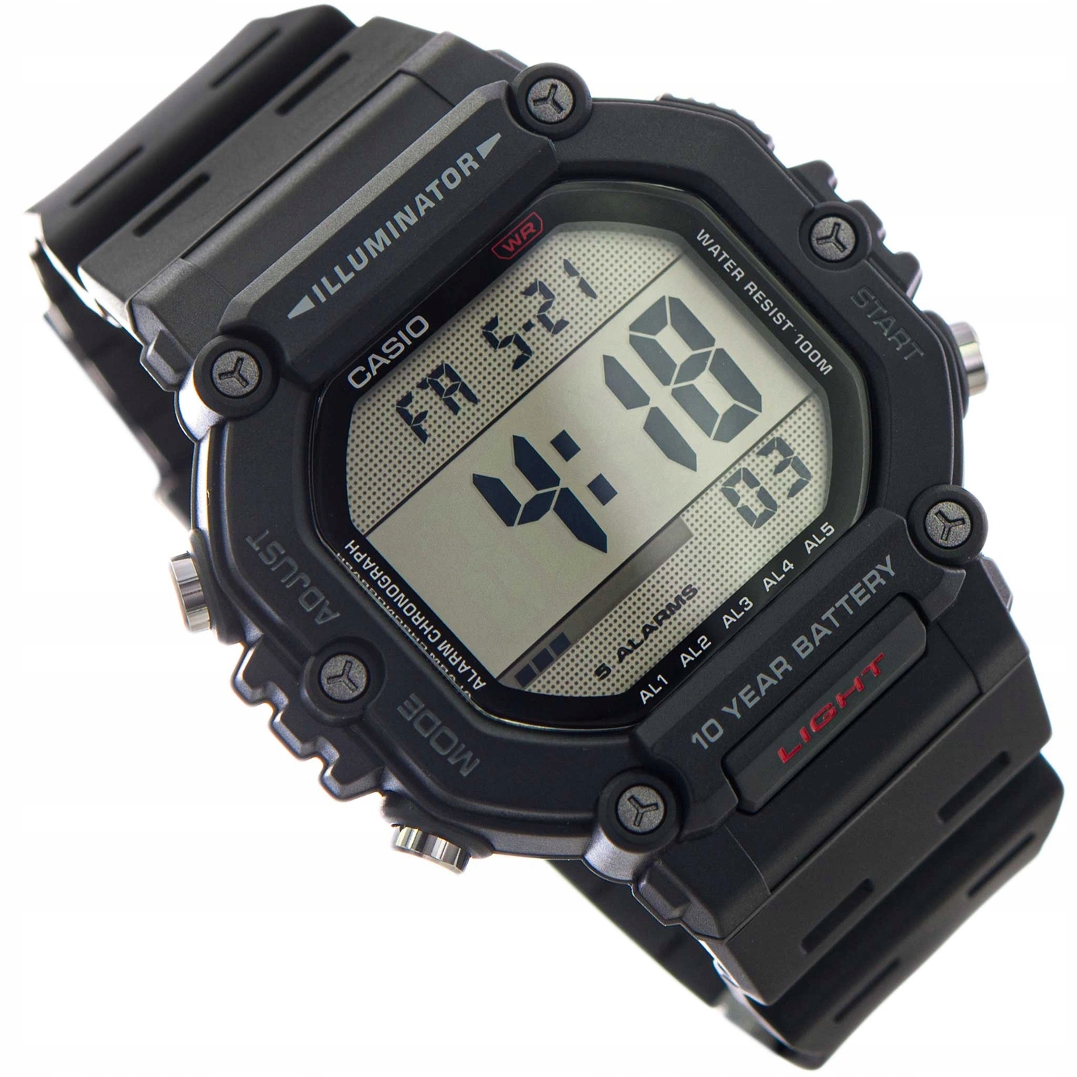 Pánské Hodinky Casio AE-1600H-1AVEF Černé S Datovým Páskem, Velké Stopky 100 M