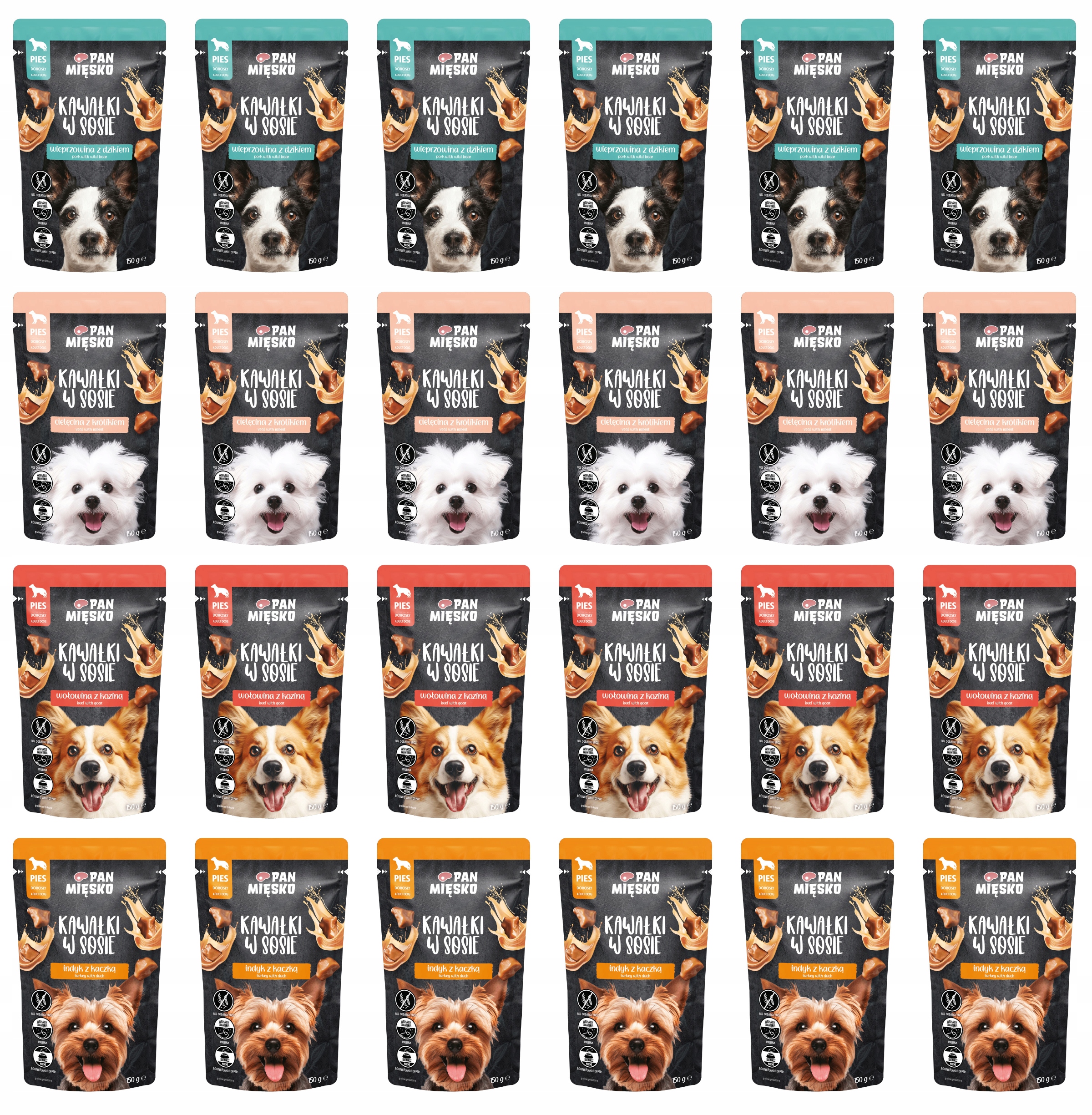 Pan Mięsko karma mokra dla psa kawałki w sosie mix smaków 24 x 150g