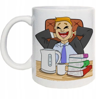 

Zabawny kubek pierwsza czynność urzędnika kawa