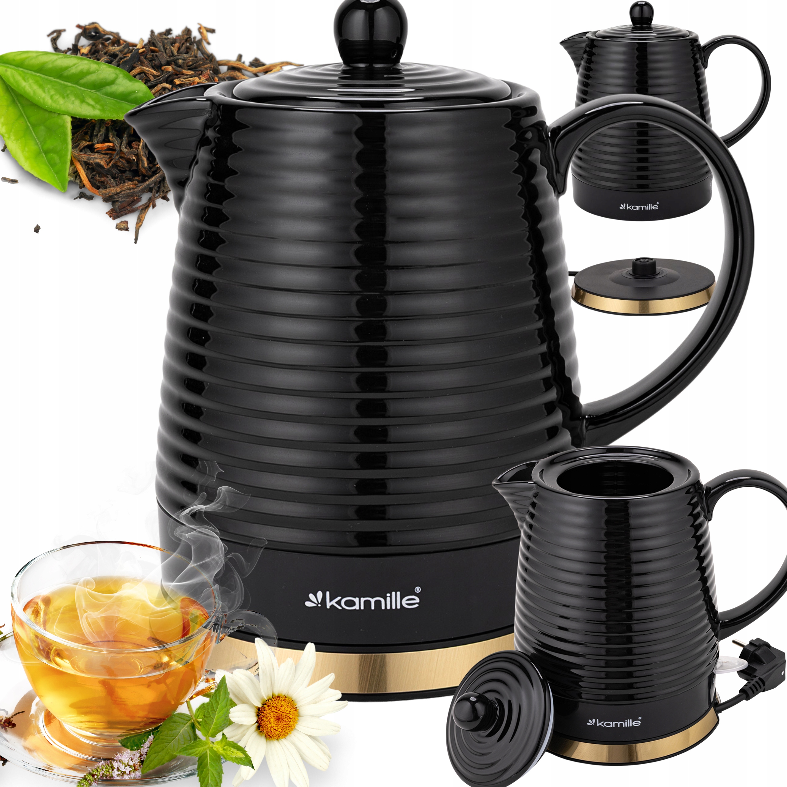 Czajnik Elektryczny Bezprzewodowy ceramiczny 1200W 1,2L czarny