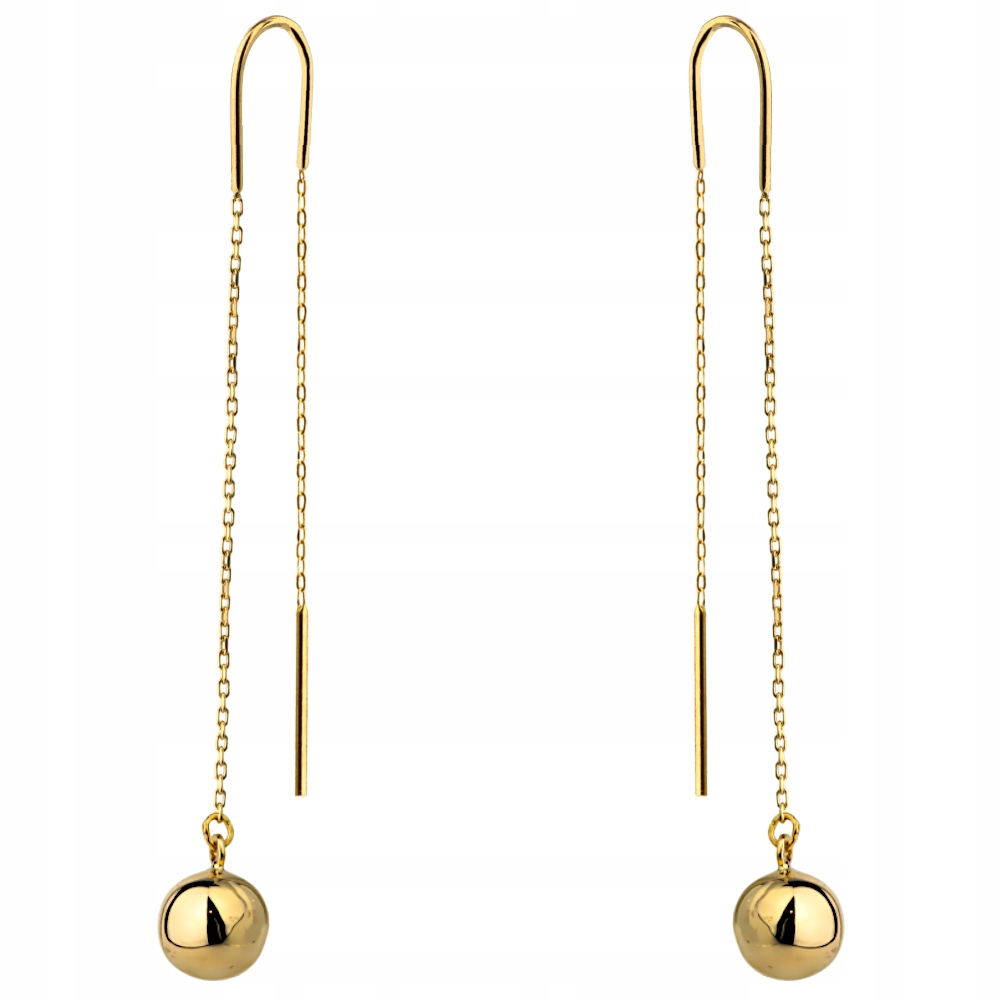 Zlaté náušnice 585, provlékací, hladké kuličky 14kt, hladká kulička 1.48 g