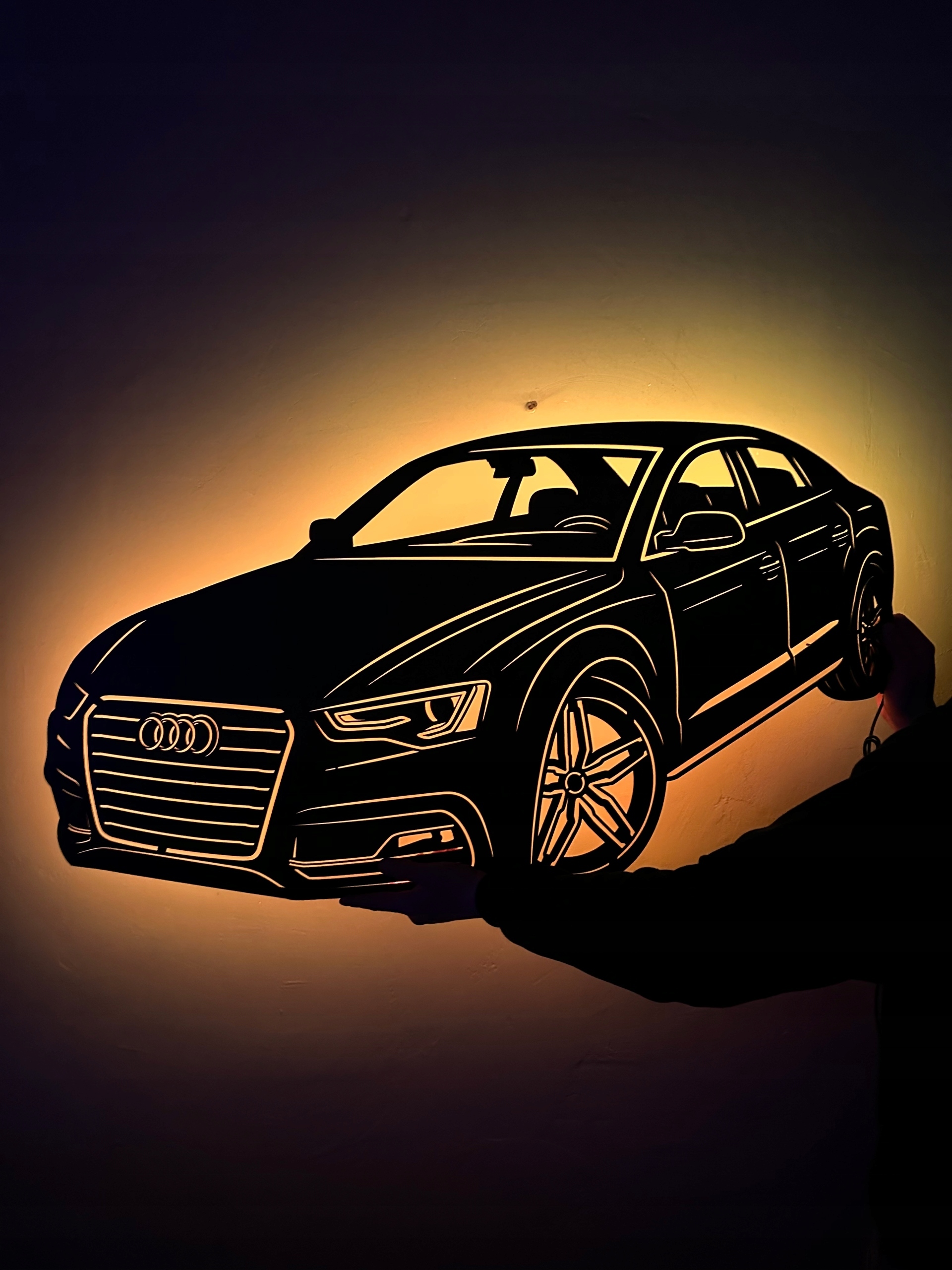 Dřevěný obraz Audi A5 Dekorace Dárek Noční Lampa Led XL Dárek