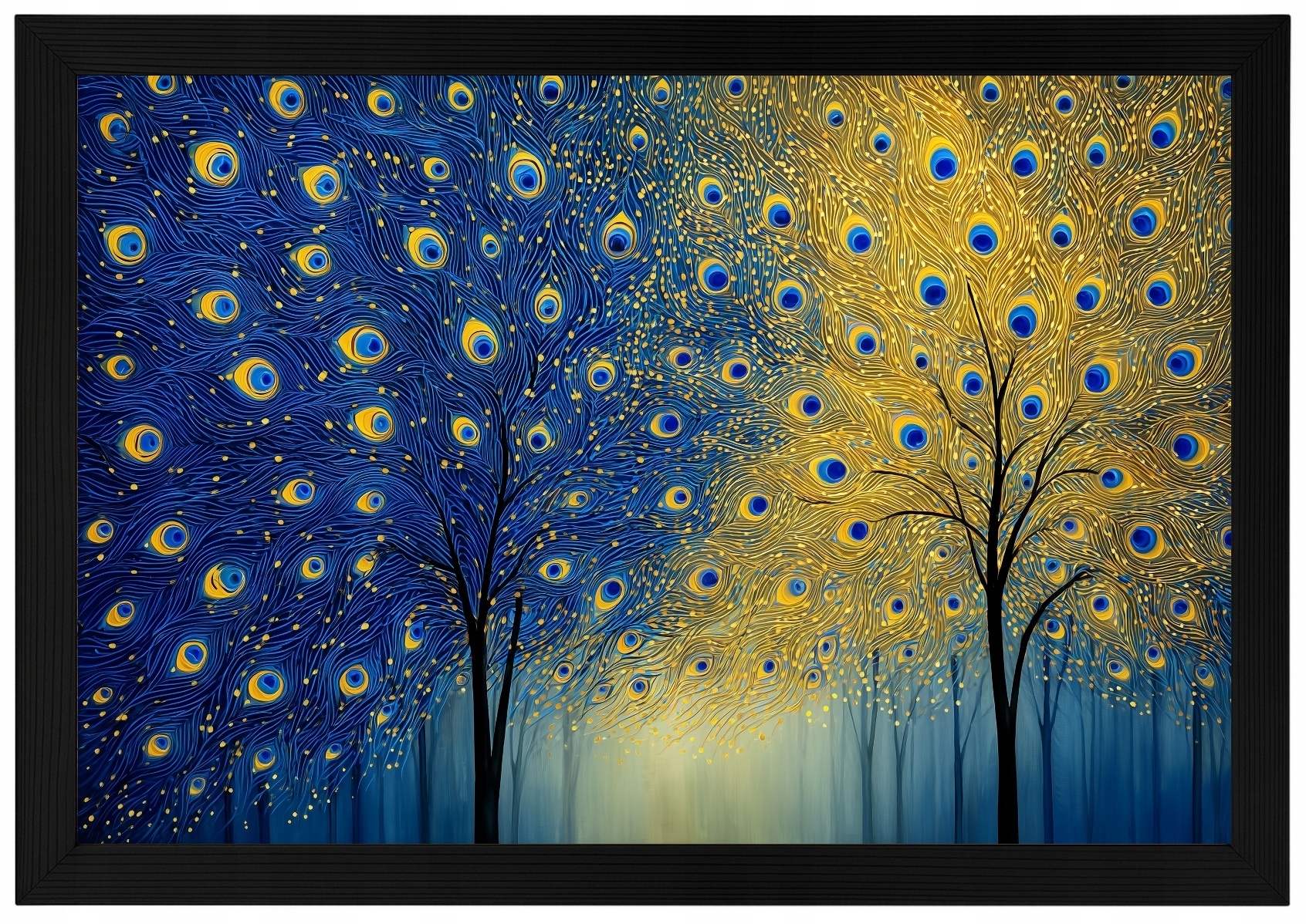 Plakát Rámeček Dřevo Stromy Páví Oči Zlatomodrá Van Gogh 60x40