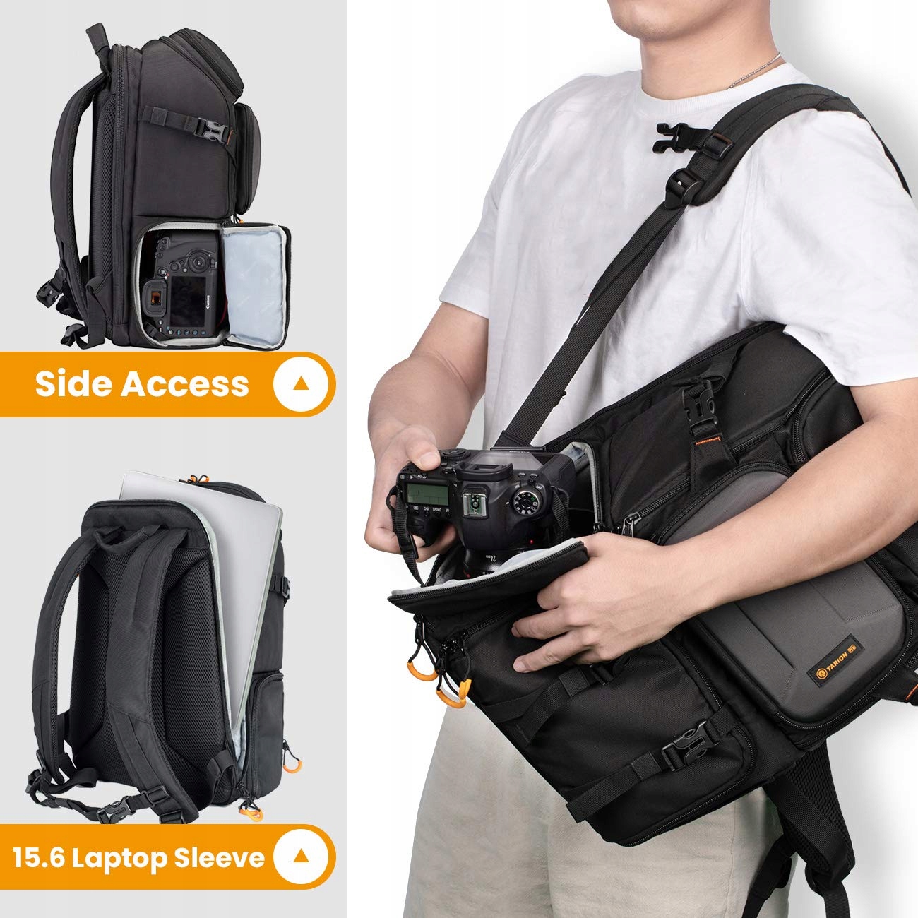 TARION Plecak Na Aparat DSLR/SLR z Przegrodą Na Laptop 15,6" Wodoodporny — miniatura 5