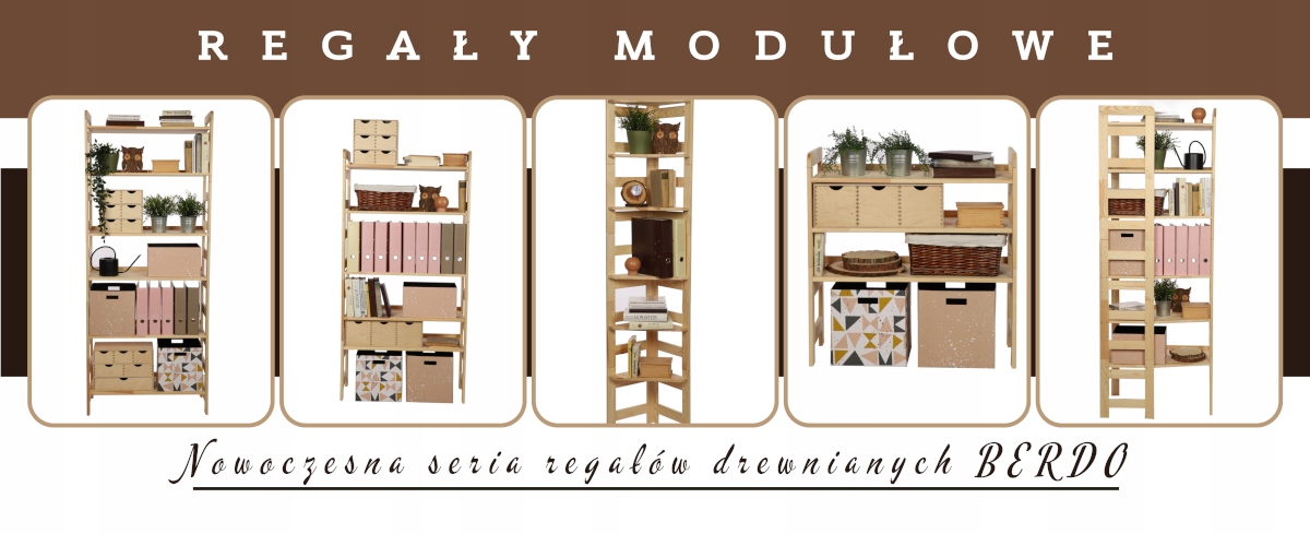 Regał na książki Modułowy BERDO 38,4x80x34,4 1P Drzwi brak