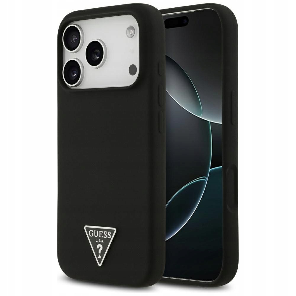 Etui Guess Silicone Triangle Logo MagSafe do iPhone 17 Pro czarny