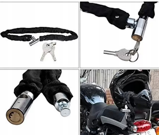 MOCNE ZAPIĘCIE ROWEROWE ŁAŃCUCH Blokada NA ROWER HULAJNOGE SKUTER Kolor dominujący czarny