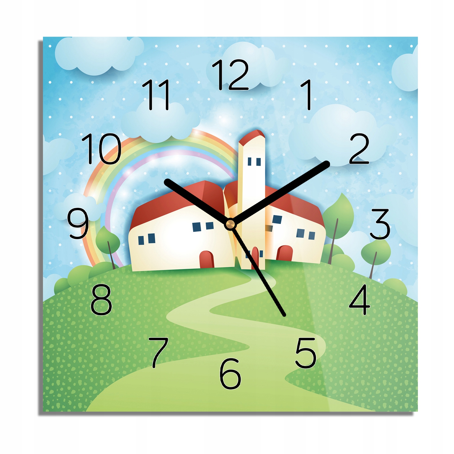 

Domy tęcza droga zegar szklany kwadrat 30x30 cichy