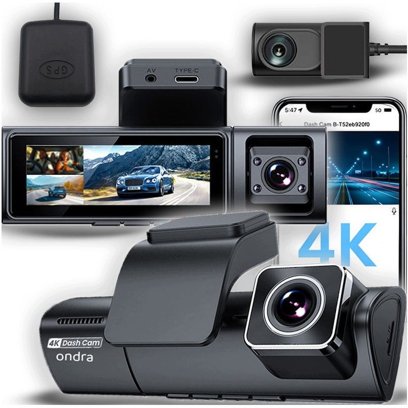 Kamera Samochodowa 4K Uhd 3KAMERY Gps Wifi Kamera Tylna