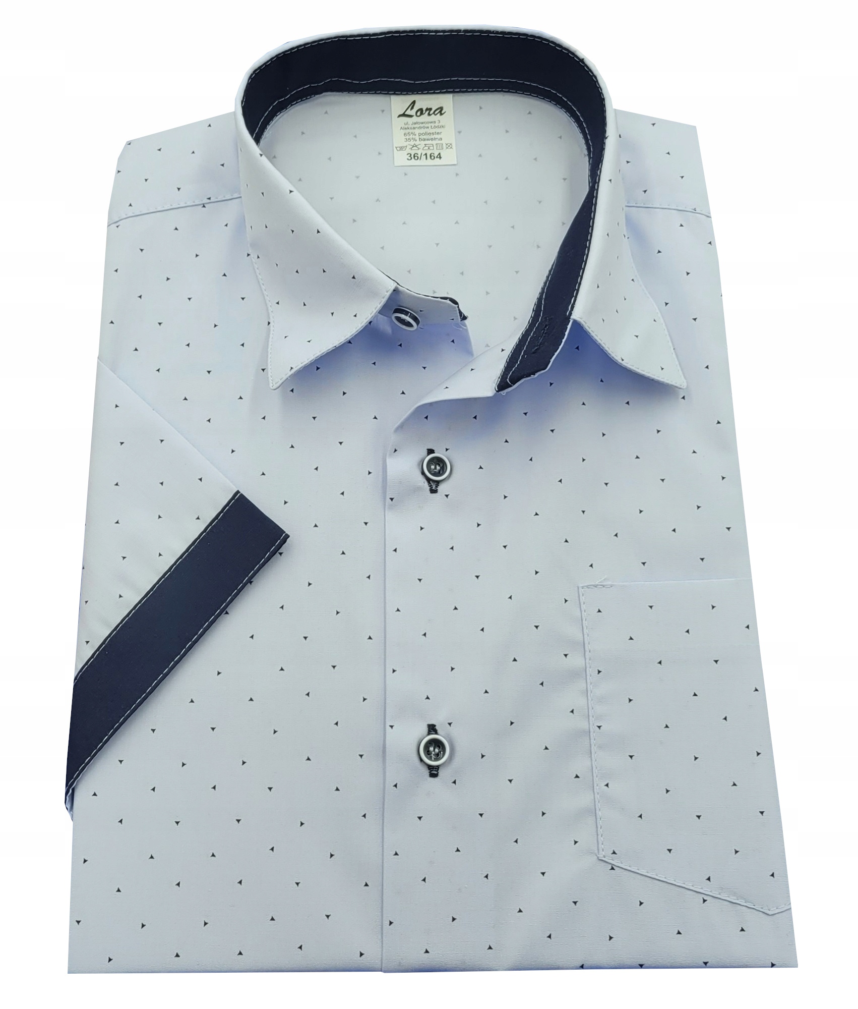 Koszula chłopięca wizytowa błękitna krótki rękaw 152