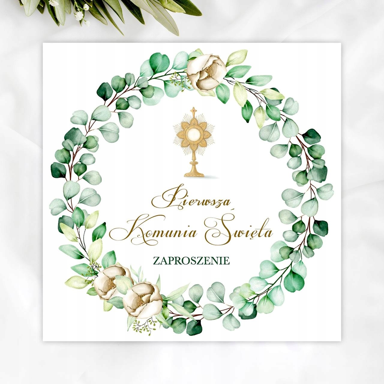 ZAPROSZENIA na Komunię,Pierwsza Komunia Eukaliptus Marka inna