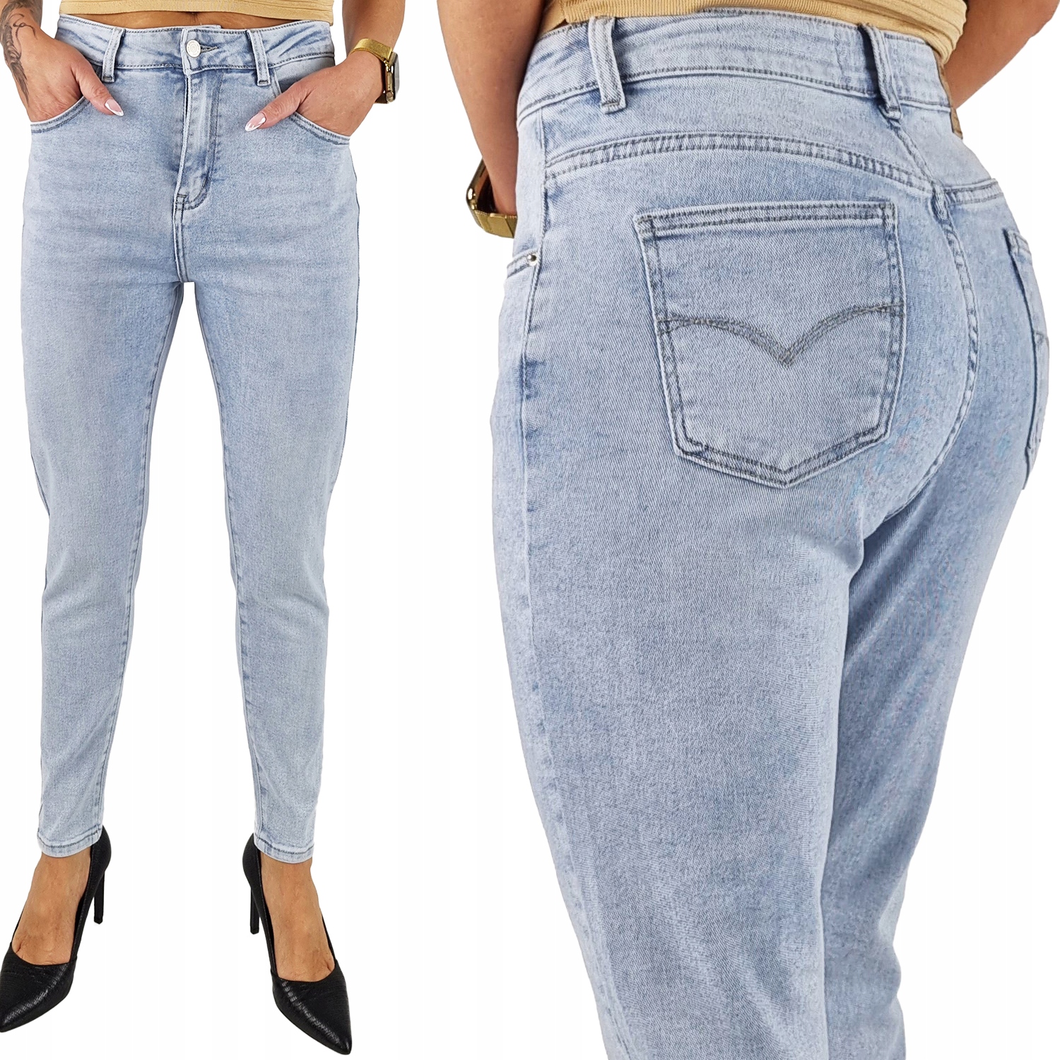 M. Sara Dámské džíny s vysokým pasem, Volné Nohavice, Mom Fit