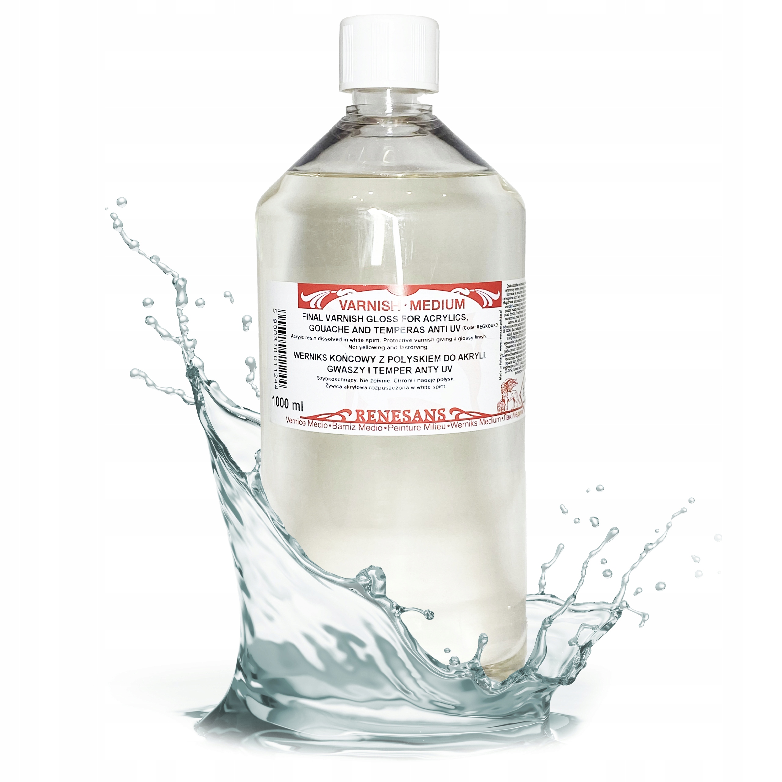 Koncový pryskyřičný verniks na kvašové akryly temper Renesans Lesk 1000ml 1L