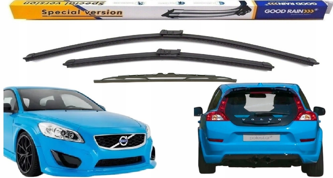 3x Pióro Nowe Wycieraczki Komplet Przód Tył Płaskie Volvo V50 2005-2012