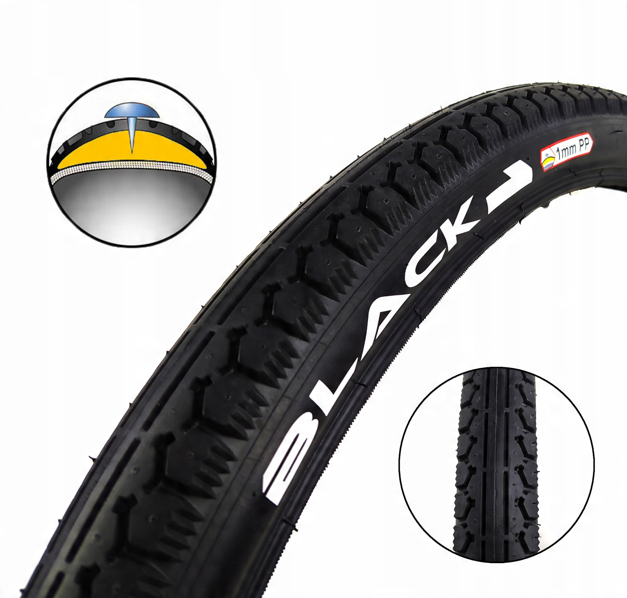 

Opona BLACK1 24x1,75 47-507 1mm Antyprzebicie O215