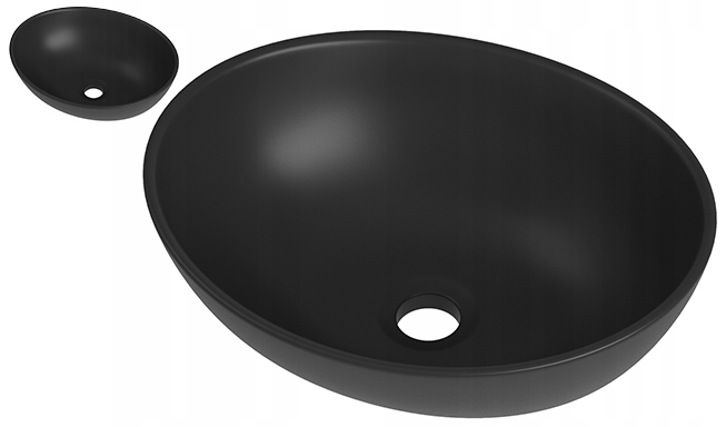 Čierna Umývadlo Na Dosku Okrúhla Keramická Kúpeľňová 41x33 cm Astro