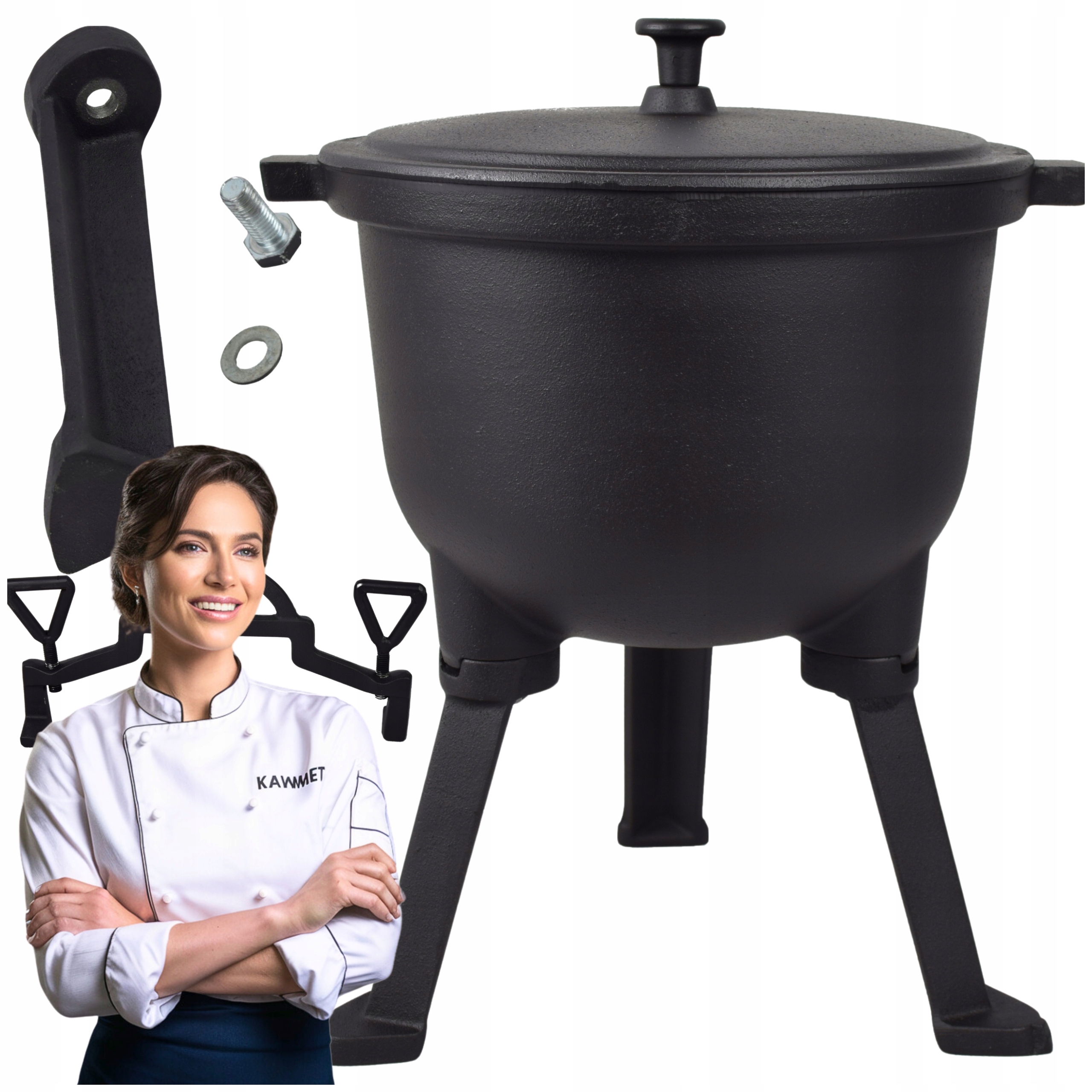 Kociołek żeliwny garnek myśliwski węgierski pieczonki na Ognisko Grill 10L