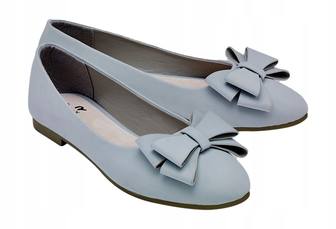 

Buty Baleriny Damskie lekkie kokarda Szare *37 U