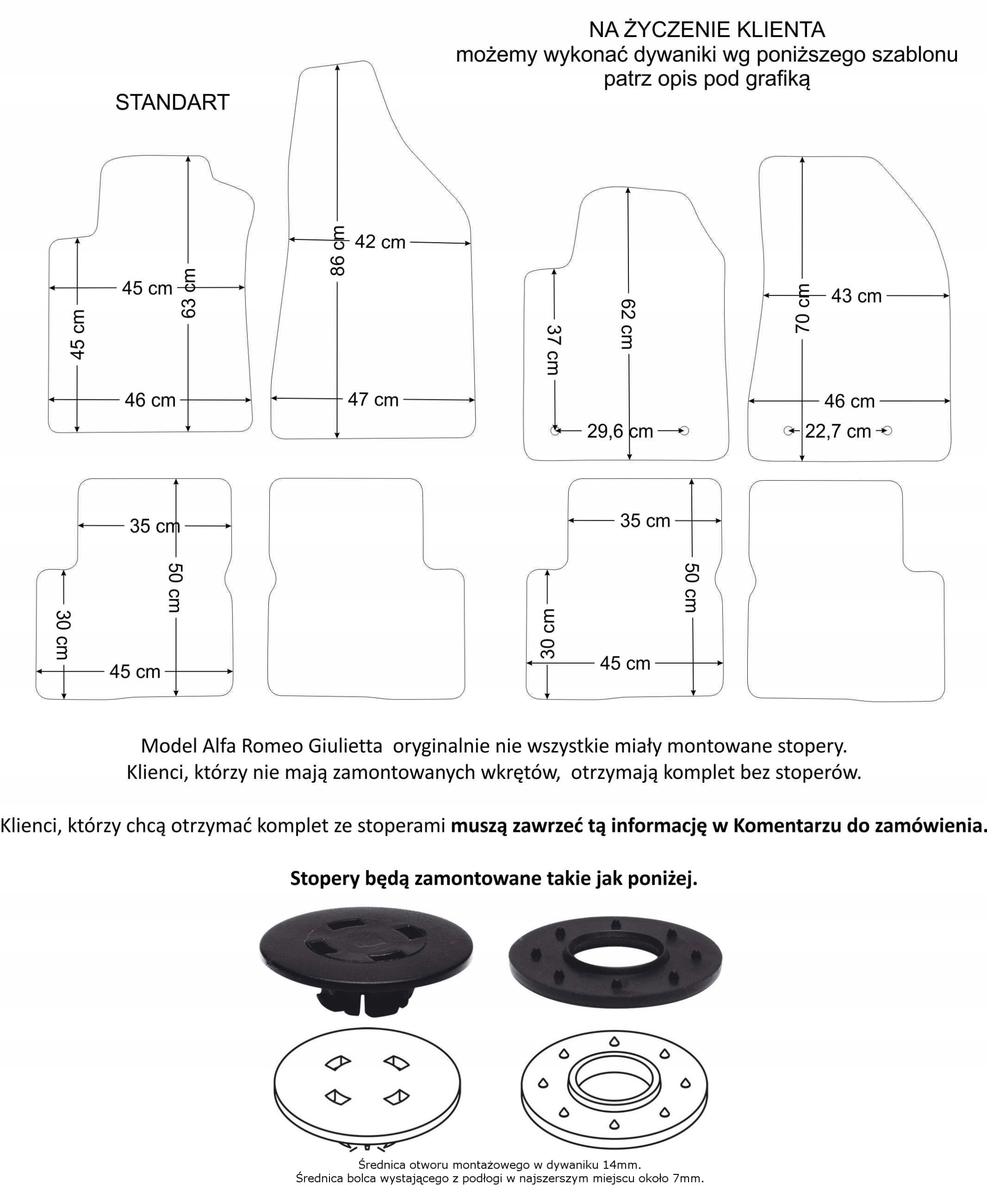 Alfa Romeo Giulietta Czarne dywaniki welurowe - Aldos. Silver PC Producent Aldos