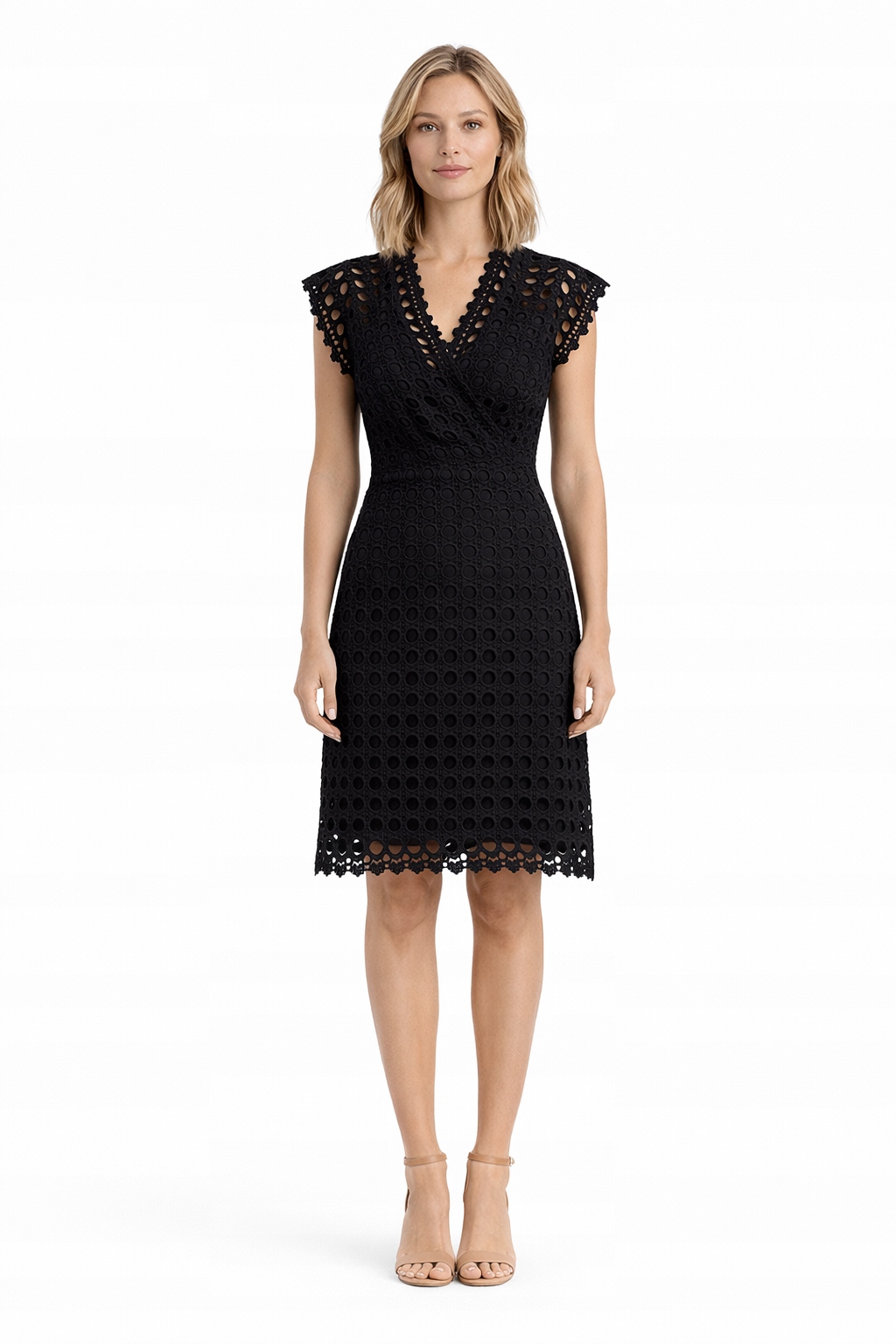 Černé Šaty S Prolamovaným Vzorem A Výstřihem Do V S 1I4A