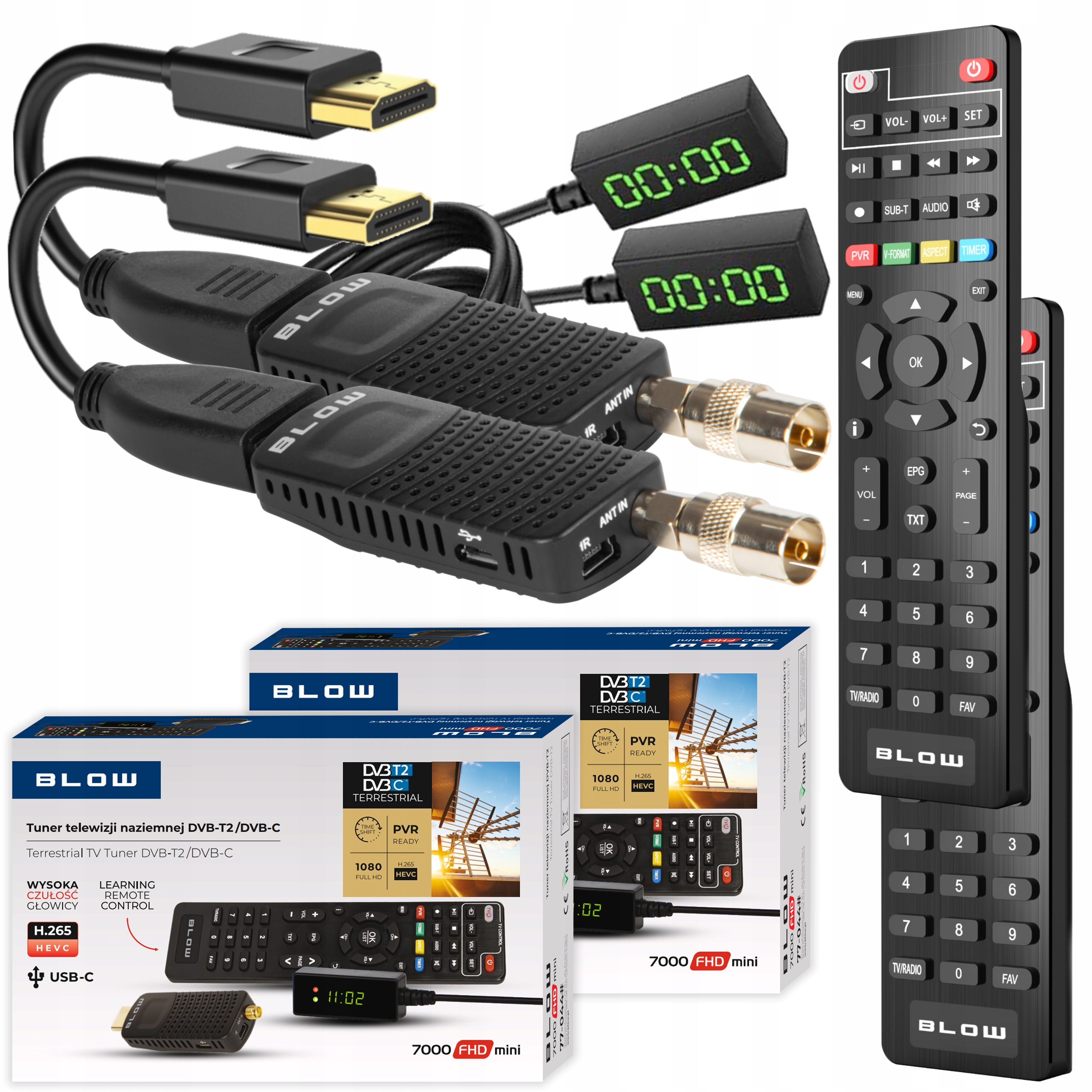 2 Ks Dekodér Tv Tuner DVB-T2 Hevc H.265 Full Hd Mini Stick Pilot Baterie